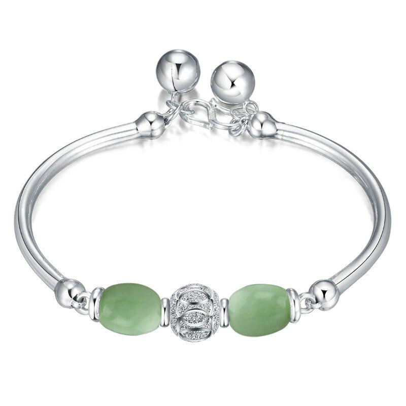 Pulseira Brilho Lunar Prateada Verde